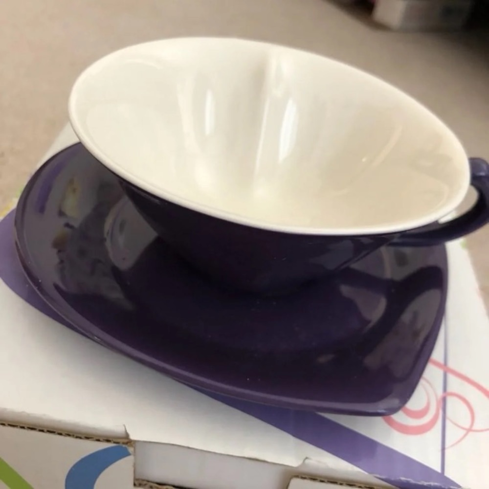 Purple Heart Mary Kay Cup Saucer Set NEW in box